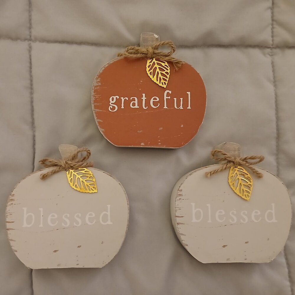 Wooden Pumpkin Set